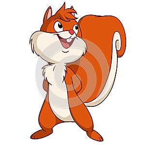 Cute cartoon squirrel in playful mood