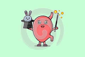 cute cartoon Stomach magician with bunny character