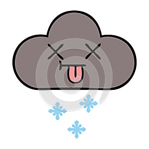 cute cartoon storm snow  cloud