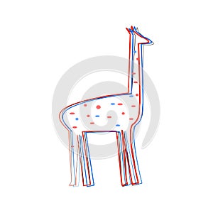 Beautifull Triple Conture of Giraffe With Dots Isolated Vector Illustration