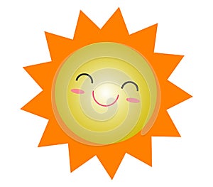 Cute cartoon sun summer icon design, smiling sun yellow symbol, Sun weather icon