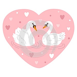 cute cartoon swan couple