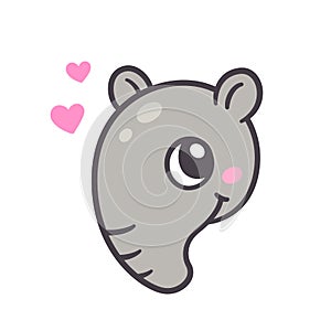 Cute cartoon tapir face