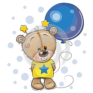 Cute Cartoon Teddy Bear with Balloon