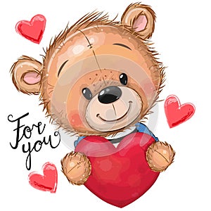 Cute Cartoon Teddy Bear with heart