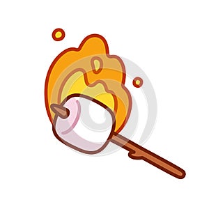 Cute cartoon toasted marshmallow on stick photo