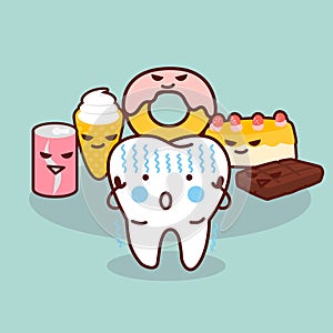 Cute cartoon tooth cavity photo