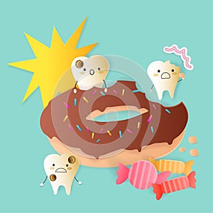 Cute cartoon tooth decay problem