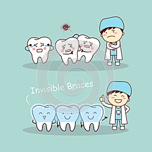 Cute cartoon tooth invisible braces