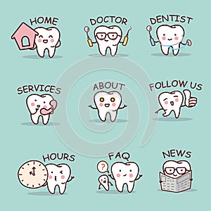 Cute cartoon tooth set