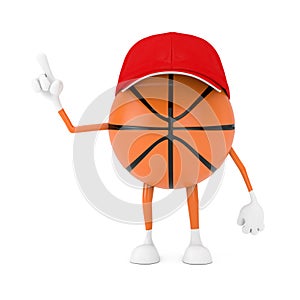 Cute Cartoon Toy Basketball Ball Sports Mascot Person Character. 3d Rendering