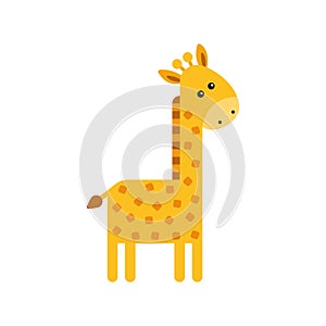 Cute cartoon trendy design little giraffe. Children`s picture. African animals wildlife vector illustration icon