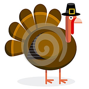 Cute Cartoon Turkey With Pilgrim Hat