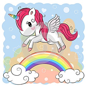 Cute Cartoon Unicorn and rainbow