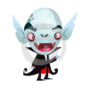 Cute cartoon vampire smiling. Vector illustration.