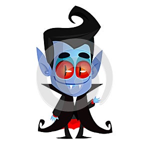 Cute cartoon vampire smiling. Vector illustration isolated