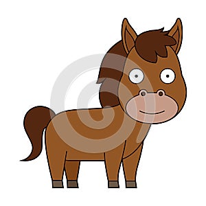Cute cartoon vector illustration of a horse