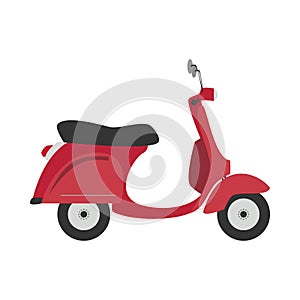 Cute cartoon vector illustration of a red motorcycle