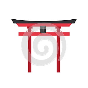 Cute cartoon vector illustration of a Shintoist Torii Gate photo