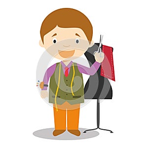 Cute cartoon vector illustration of a tailor