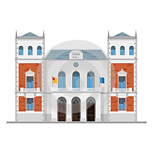 Cute cartoon vector illustration of a town hall photo