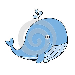 Cute cartoon vector illustration of a whale
