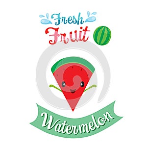 Cute Cartoon Of Watermelon Fruit, Banner, Logo