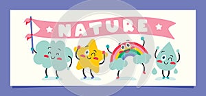 Cute Cartoon Weather Characters Posing