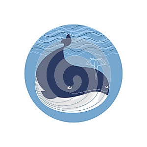 Cute cartoon whale icon