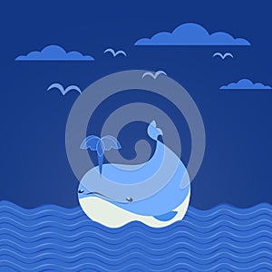 Cute cartoon whale icon