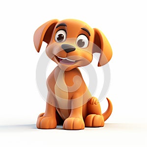 Cute Cartoon White Dog 3d Clay Render On White Background
