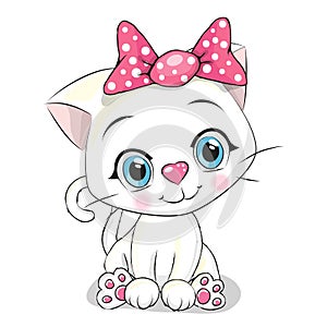 Cute Cartoon white kitten