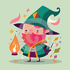 Cute Cartoon Wizard