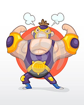 Cute cartoon wrestler illustration