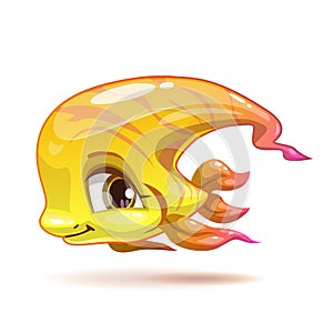 Cute cartoon yellow girl fish character