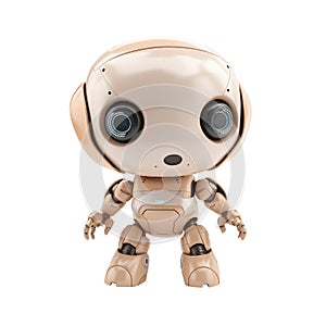 Cute Cartoon Yellow Robot 3d illustration, isolated Transparent background png. Generative ai