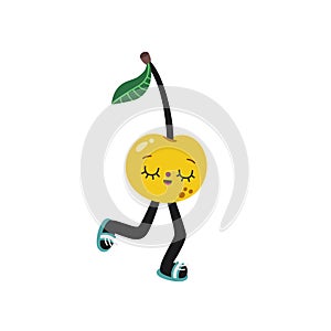 Cute cartoon yellow sweet cherry illustration