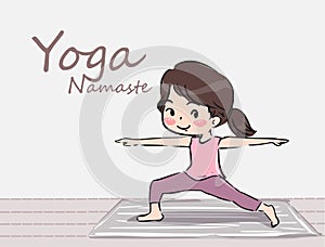 The Cute cartoon yoga girl vector.