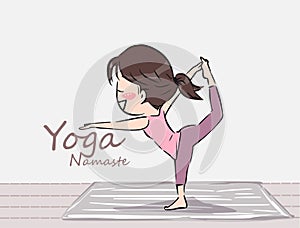 The Cute cartoon yoga girl vector.