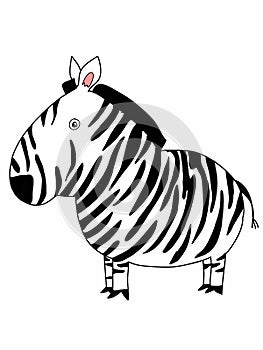 Cute cartoon,zebra  animal illustration  white background