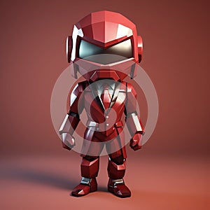 Cute Cartoonish 3d Character Wearing A Red Suit In Goerz Hypergon Style