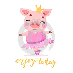 Cute cartoons girl pig