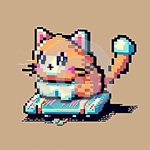 cute cat in 8 bits pixelart GENERATIVE AI, GENERATIVE, AI