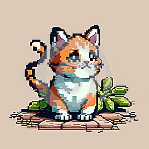 cute cat in 8 bits pixelart GENERATIVE AI, GENERATIVE, AI