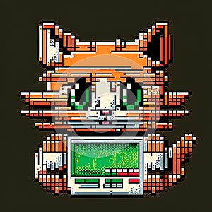 cute cat in 8 bits pixelart GENERATIVE AI, GENERATIVE, AI