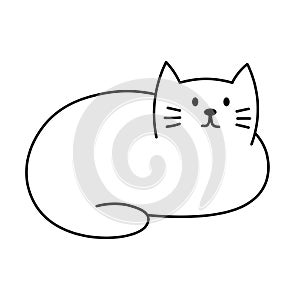 Cute cat. Adorable kitty hand drawn. Domestic animal - cat. Minimal illustration cartoon cat. Vector illustration in doodle style