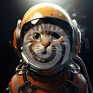 Cute cat in an astronaut helmet. Portrait of a cat in space. AI Generated Generative AI