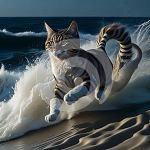 Cute cat on the beach