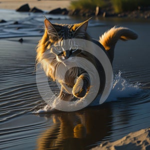 Cute cat on the beach