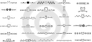 Cute cat border cartoon ,element, frame outline icon.vector illustration